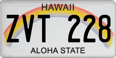 HI license plate ZVT228