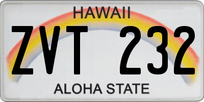 HI license plate ZVT232
