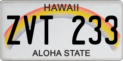 HI license plate ZVT233