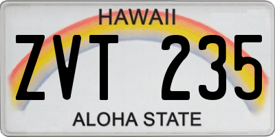 HI license plate ZVT235