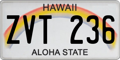 HI license plate ZVT236