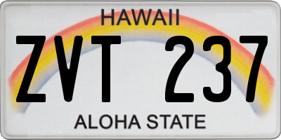 HI license plate ZVT237