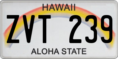 HI license plate ZVT239