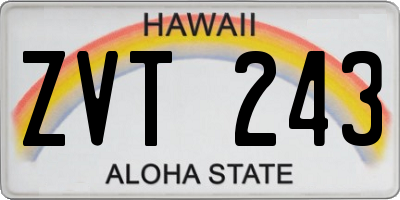 HI license plate ZVT243