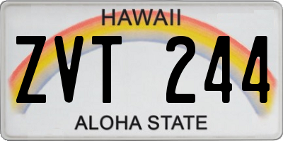 HI license plate ZVT244