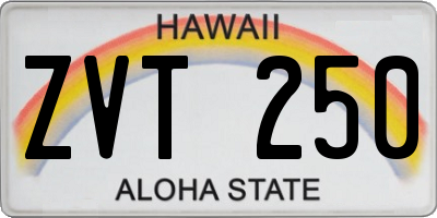 HI license plate ZVT250