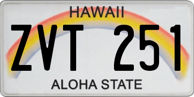 HI license plate ZVT251