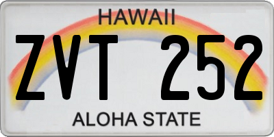 HI license plate ZVT252