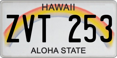 HI license plate ZVT253