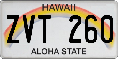 HI license plate ZVT260