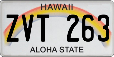 HI license plate ZVT263
