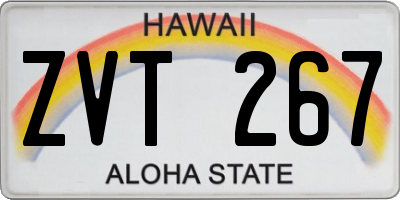 HI license plate ZVT267