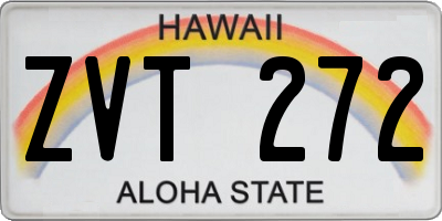 HI license plate ZVT272