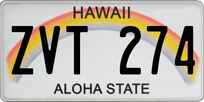 HI license plate ZVT274