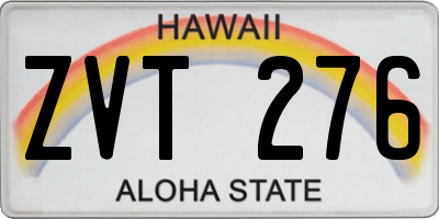 HI license plate ZVT276