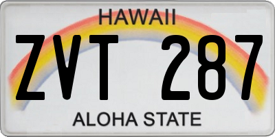 HI license plate ZVT287