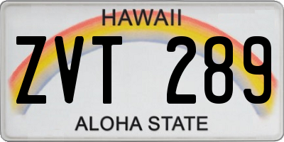 HI license plate ZVT289