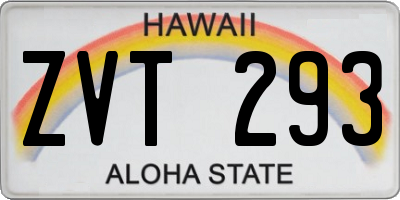 HI license plate ZVT293