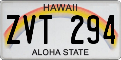 HI license plate ZVT294