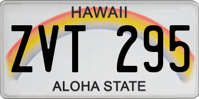 HI license plate ZVT295