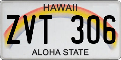 HI license plate ZVT306