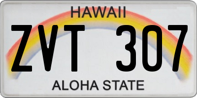 HI license plate ZVT307