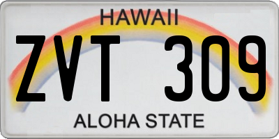 HI license plate ZVT309