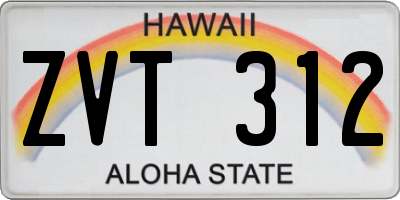 HI license plate ZVT312