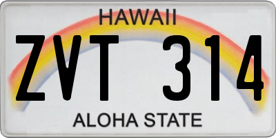 HI license plate ZVT314