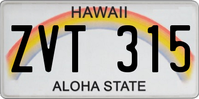 HI license plate ZVT315