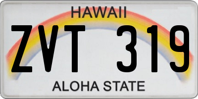 HI license plate ZVT319