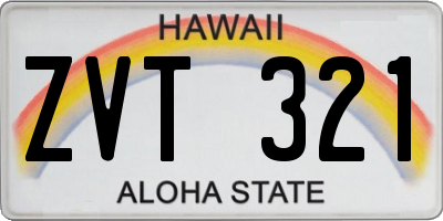 HI license plate ZVT321