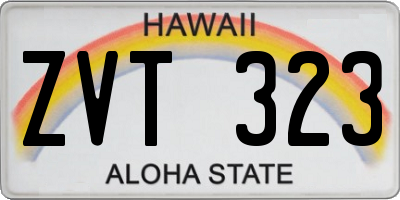 HI license plate ZVT323