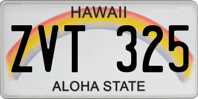 HI license plate ZVT325