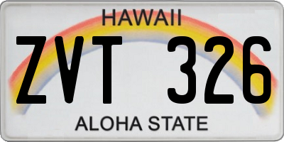 HI license plate ZVT326