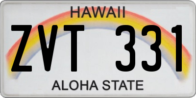 HI license plate ZVT331