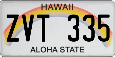 HI license plate ZVT335
