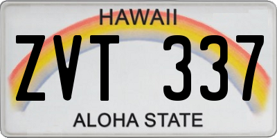 HI license plate ZVT337
