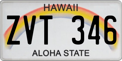 HI license plate ZVT346
