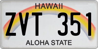 HI license plate ZVT351