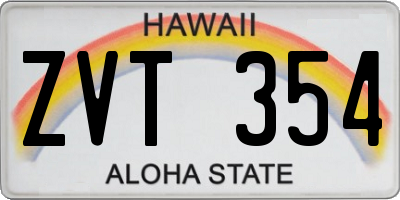 HI license plate ZVT354