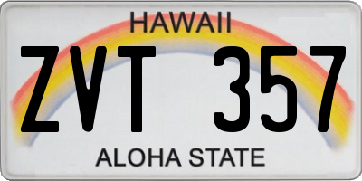 HI license plate ZVT357