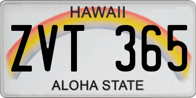HI license plate ZVT365