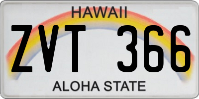 HI license plate ZVT366