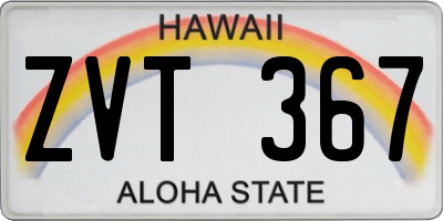 HI license plate ZVT367