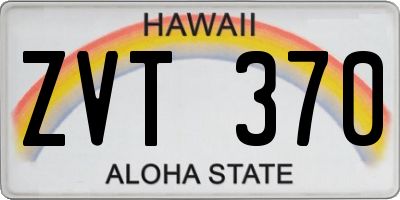 HI license plate ZVT370