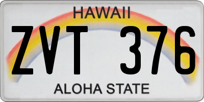 HI license plate ZVT376