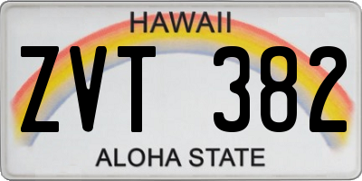 HI license plate ZVT382