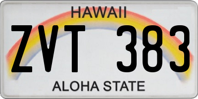 HI license plate ZVT383