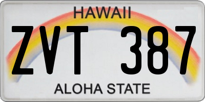 HI license plate ZVT387